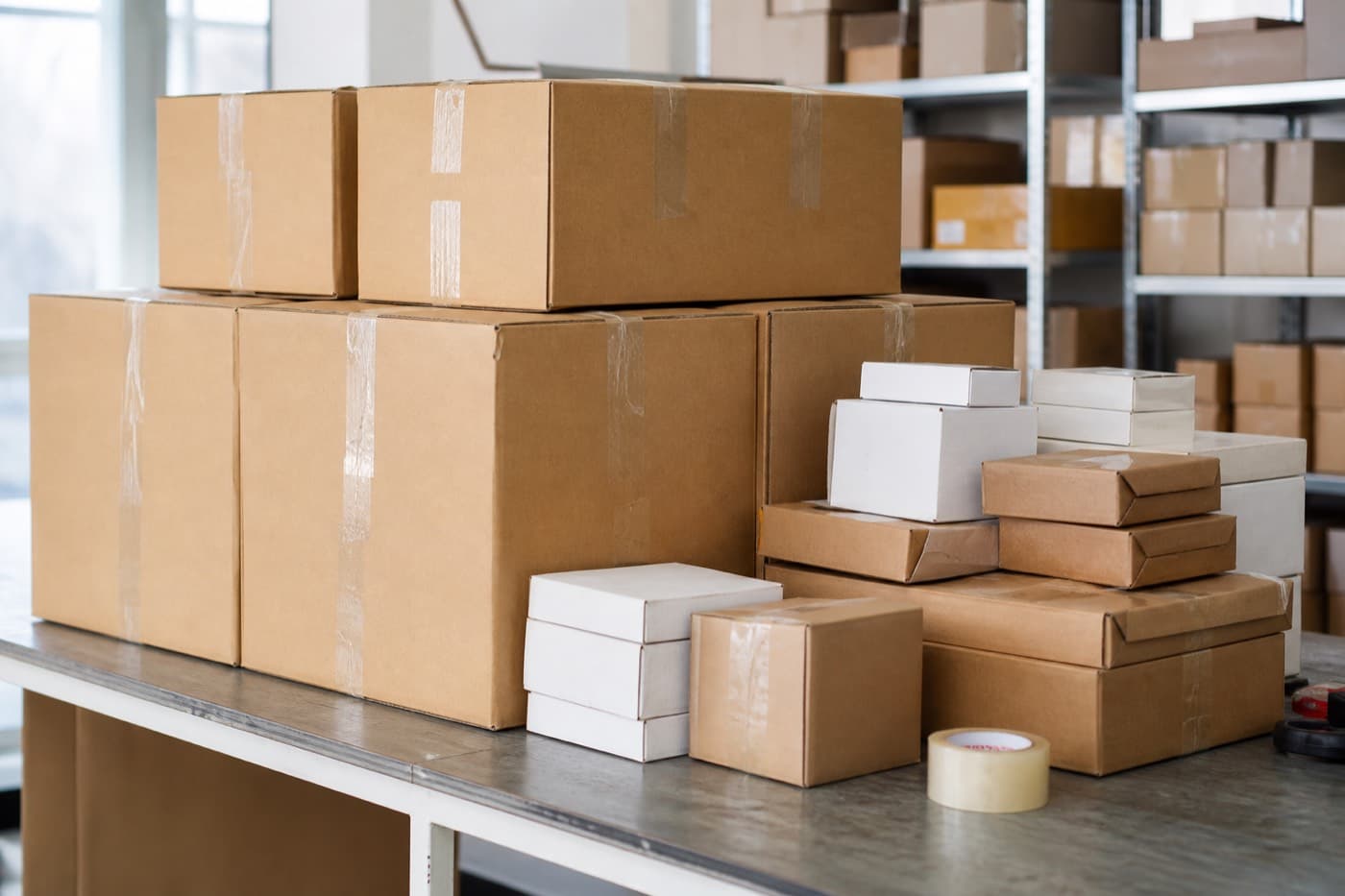 Commercial cargo export cartons packed for courier shipping from India